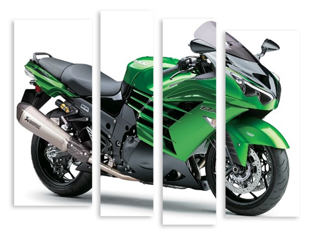 Модульная картина "Зелёный мотоцикл" интернен-магазин Мнекартину