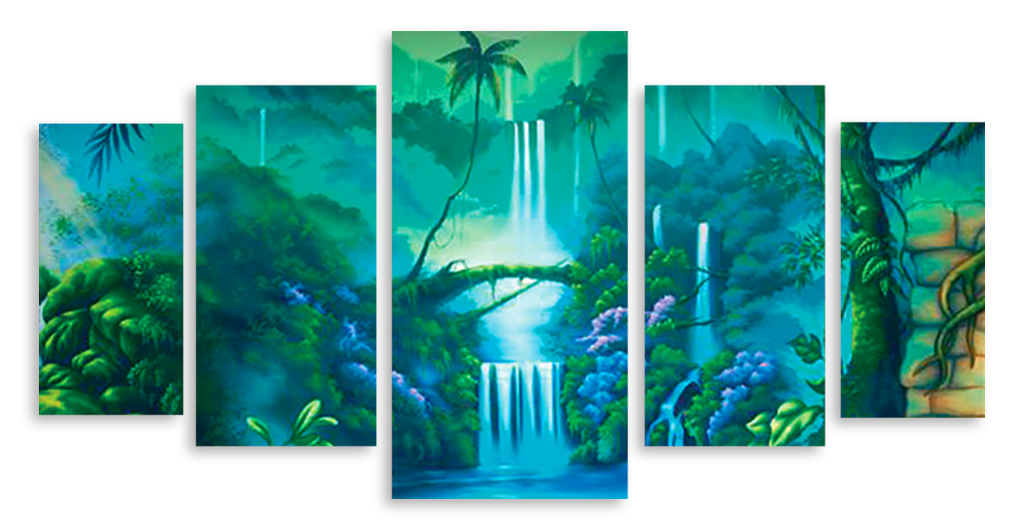 Модульная картина "Водопад в джунглях" интернен-магазин Мнекартину