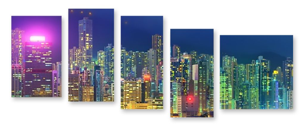 Модульная картина "Ночной Гонконг" интернен-магазин Мнекартину