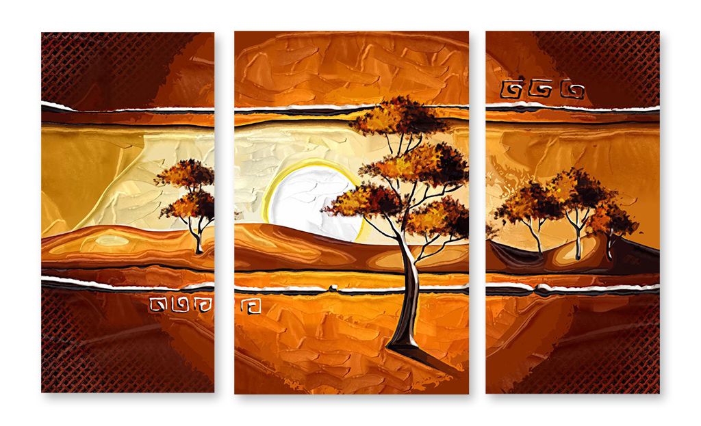 Модульная картина "Солнечные деревья" интернен-магазин Мнекартину