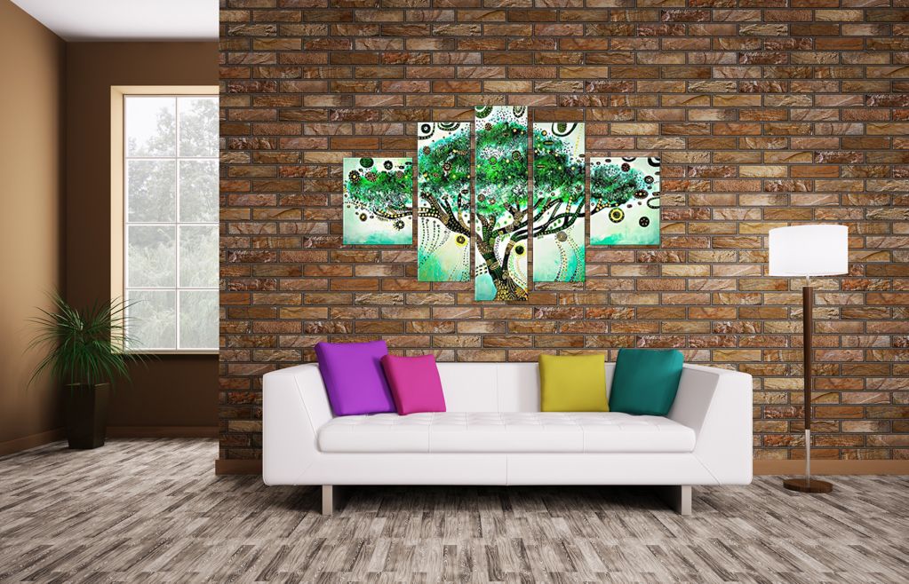 Модульная картина "Зелёное дерево" интернен-магазин Мнекартину