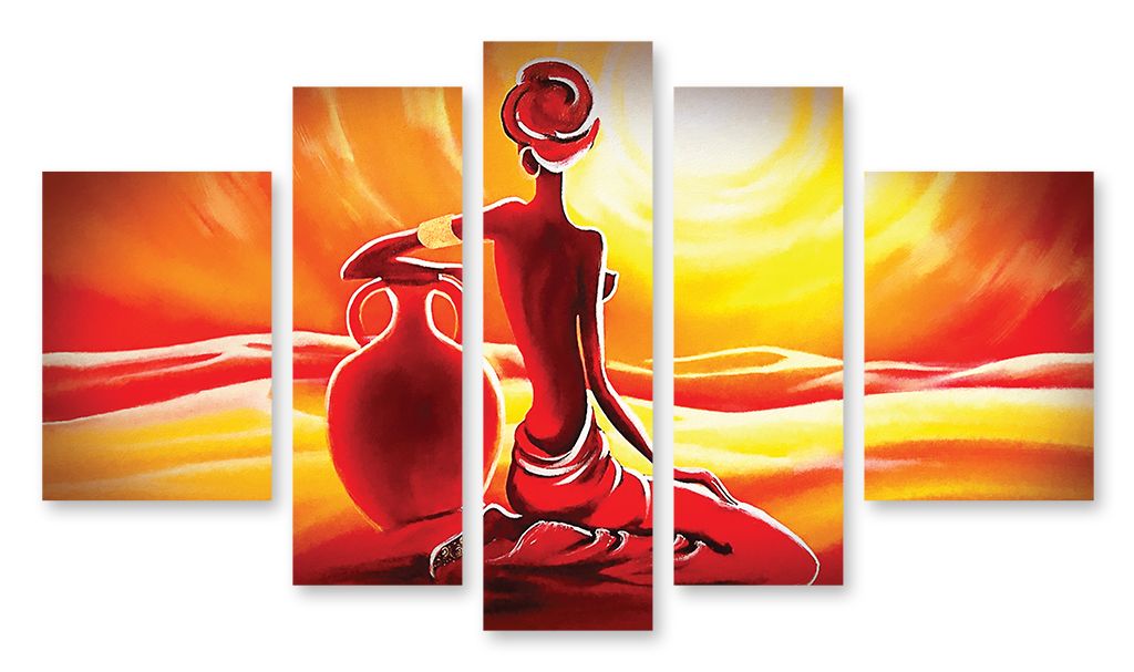 Модульная картина "Девушка на фоне солнца" интернен-магазин Мнекартину