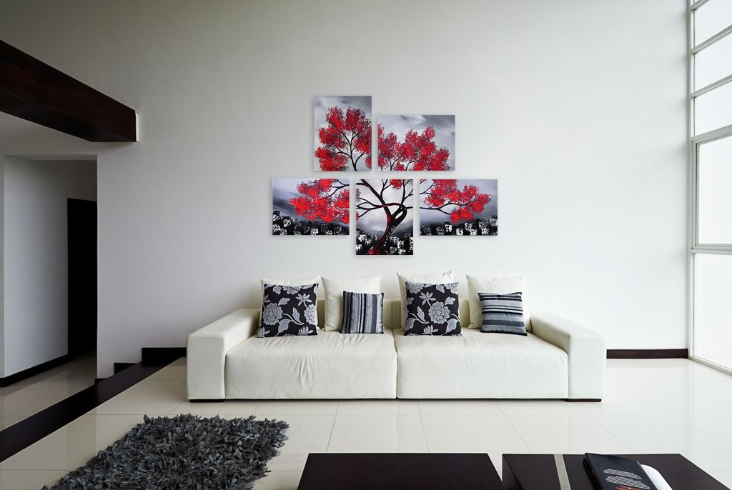 Модульная картина "Красное дерево" интернен-магазин Мнекартину