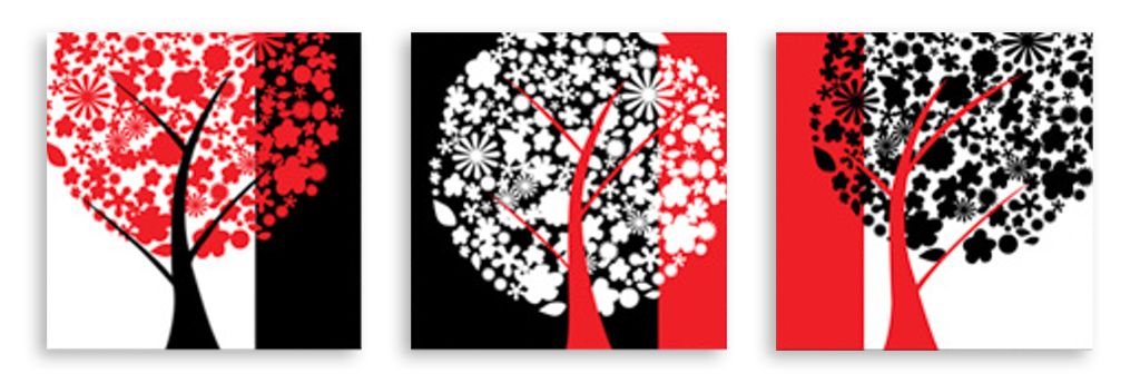 Модульная картина "Дерево в трёх цветах" интернен-магазин Мнекартину