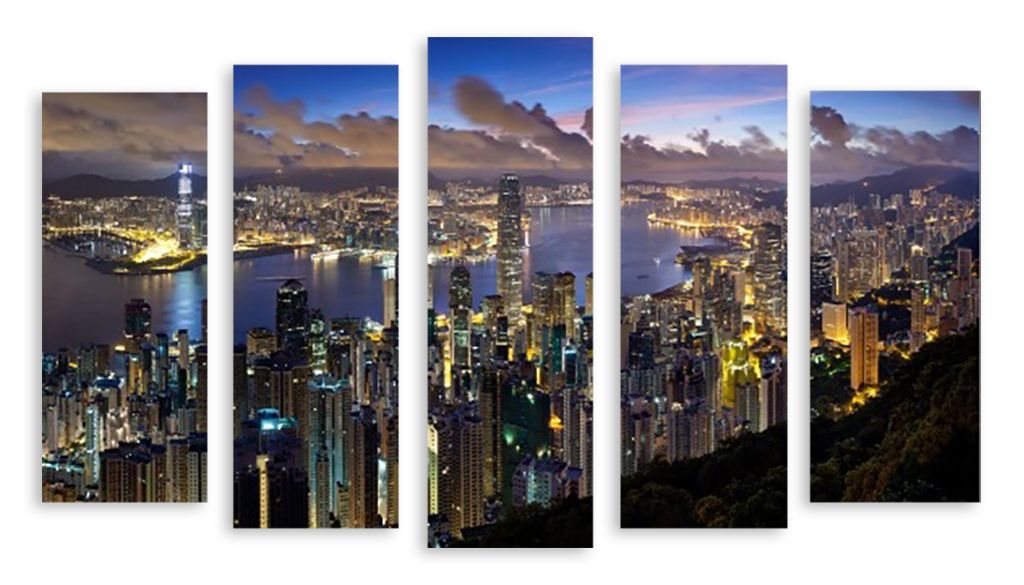 Модульная картина "Небоскребы Гонконга" интернен-магазин Мнекартину