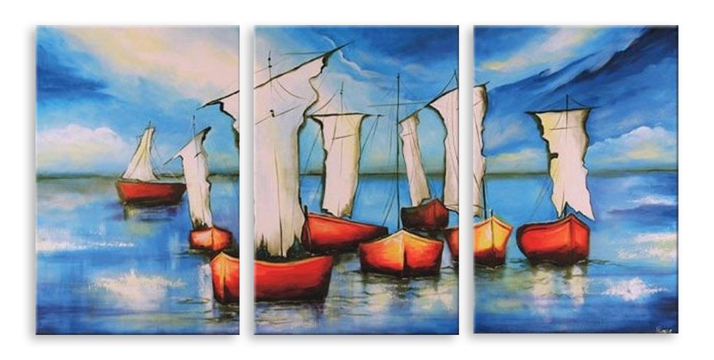 Модульная картина "Лодки" интернен-магазин Мнекартину