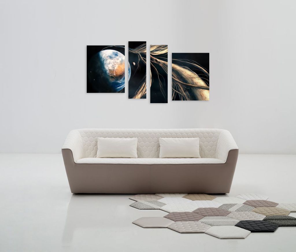 Модульная картина "Ветвь в космос" интернен-магазин Мнекартину