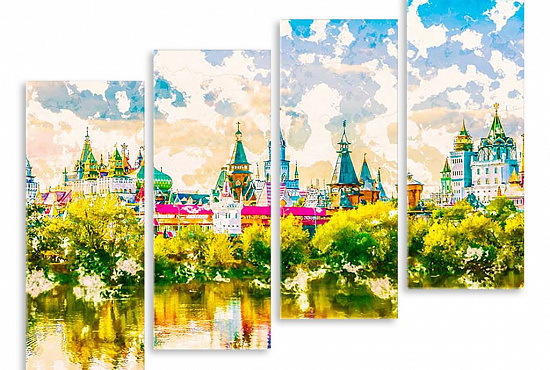 Модульная картина "Москва красками" интернен-магазин Мнекартину