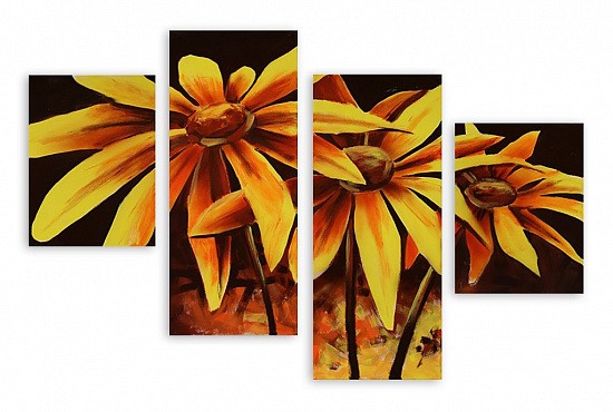 Модульная картина "Жёлтые цветы" интернен-магазин Мнекартину