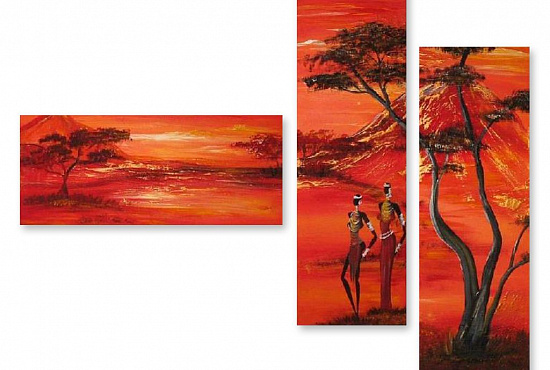 Модульная картина "Красный закат" интернен-магазин Мнекартину