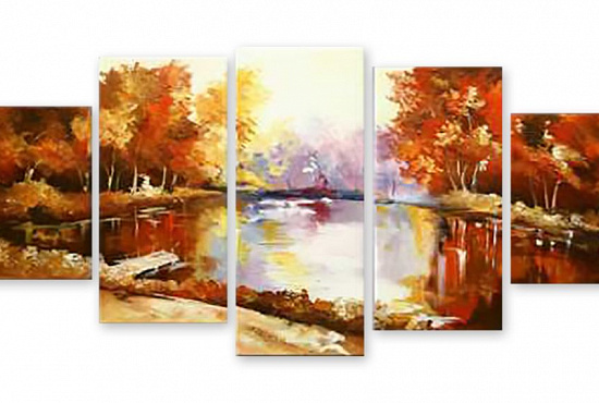 Модульная картина "Осеннее озеро" интернен-магазин Мнекартину