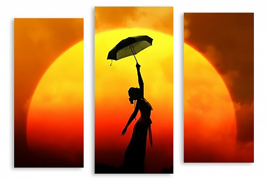Модульная картина "Девушка с зонтиком" интернен-магазин Мнекартину