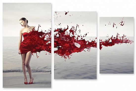 Модульная картина "Красное платье" интернен-магазин Мнекартину