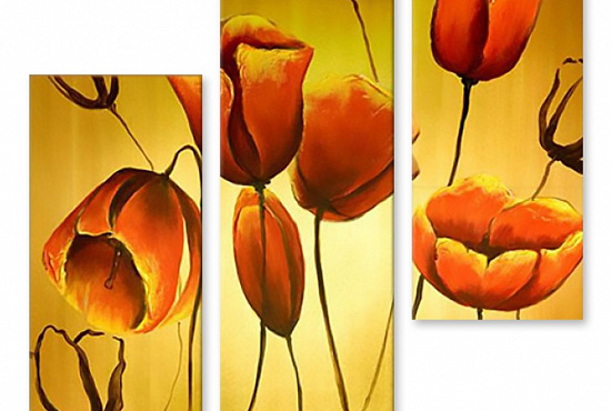 Модульная картина "Тюльпаны" интернен-магазин Мнекартину