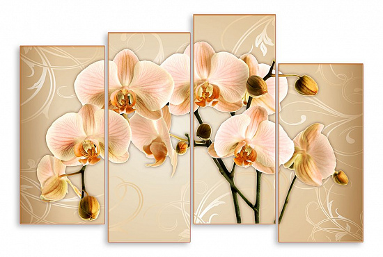 Модульная картина "Нежно-оранжевые орхидеи" интернен-магазин Мнекартину
