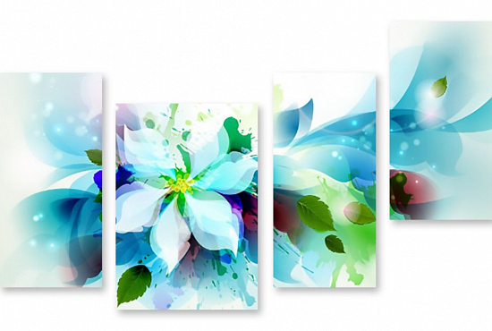 Модульная картина "Голубые цветы" интернен-магазин Мнекартину