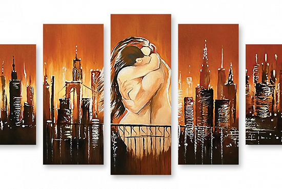 Модульная картина "Любовь в большом городе" интернен-магазин Мнекартину
