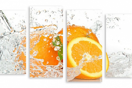 Модульная картина "Апельсины в воде" интернен-магазин Мнекартину