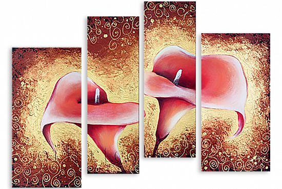 Модульная картина "Розовые каллы" интернен-магазин Мнекартину