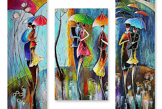 Модульная картина "Танцы под дождем" интернен-магазин Мнекартину