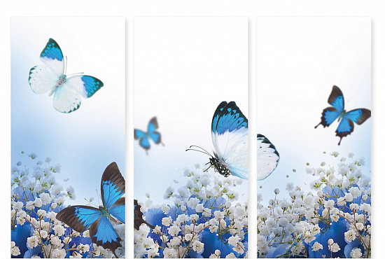 Модульная картина "Синие бабочки" интернен-магазин Мнекартину