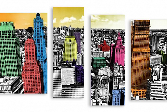 Модульная картина "Цветной Нью-Йорк" интернен-магазин Мнекартину