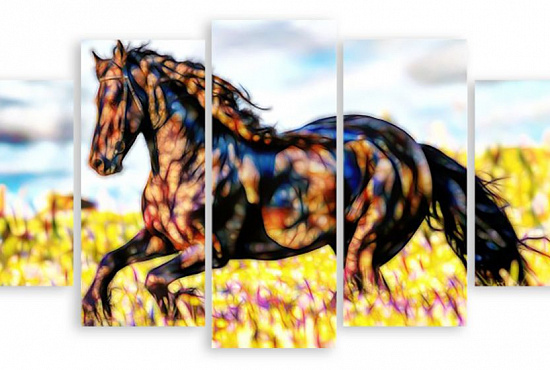 Модульная картина "Лошадь на лугу" интернен-магазин Мнекартину