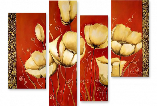 Модульная картина "Тюльпаны" интернен-магазин Мнекартину