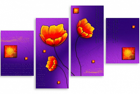 Модульная картина "Оранжевые маки" интернен-магазин Мнекартину