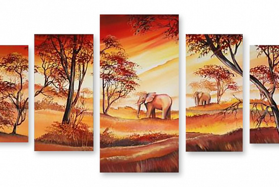 Модульная картина "Два слона" интернен-магазин Мнекартину