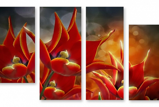 Модульная картина "Волшебные тюльпаны" интернен-магазин Мнекартину