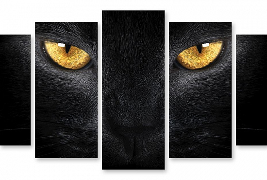 Модульная картина "Черный кот" интернен-магазин Мнекартину