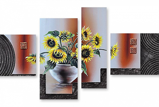 Модульная картина "Подсолнухи в вазе" интернен-магазин Мнекартину
