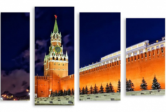 Модульная картина "Вечерний Кремль" интернен-магазин Мнекартину