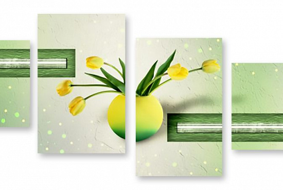 Модульная картина "Желтые тюльпаны" интернен-магазин Мнекартину