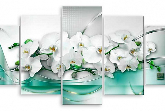 Модульная картина "Орхидеи в бирюзе" интернен-магазин Мнекартину