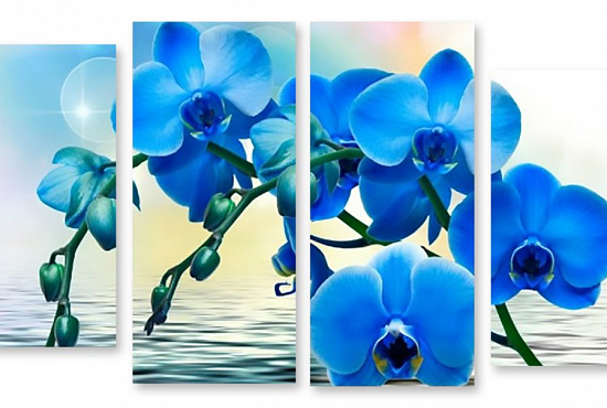 Модульная картина "Синие орхидеи" интернен-магазин Мнекартину