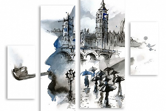 Модульная картина "Загадочный Лондон" интернен-магазин Мнекартину
