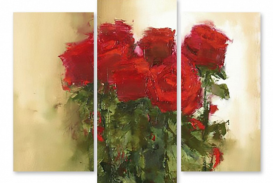 Модульная картина "Красные розы" интернен-магазин Мнекартину