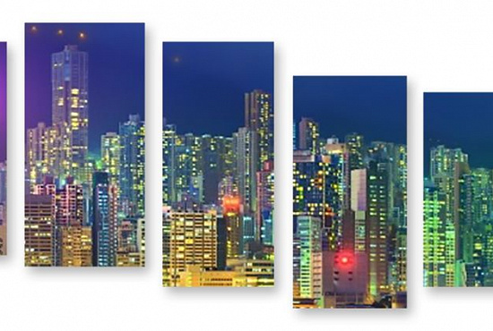Модульная картина "Ночной Гонконг" интернен-магазин Мнекартину