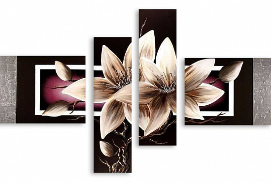 Модульная картина "Бежевые лилии" интернен-магазин Мнекартину