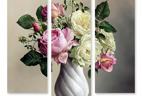 Модульная картина "Пионы с розами" интернен-магазин Мнекартину