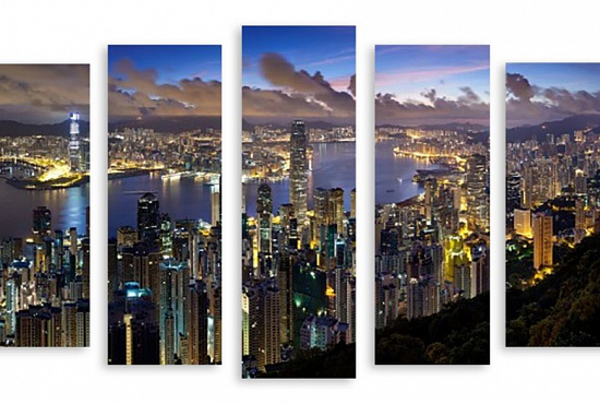 Модульная картина "Небоскребы Гонконга" интернен-магазин Мнекартину
