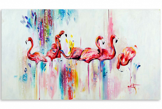 Постер "Фламинго красками" интернен-магазин Мнекартину