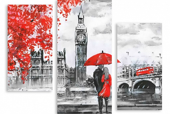 Модульная картина "Красно-серый Лондон" интернен-магазин Мнекартину